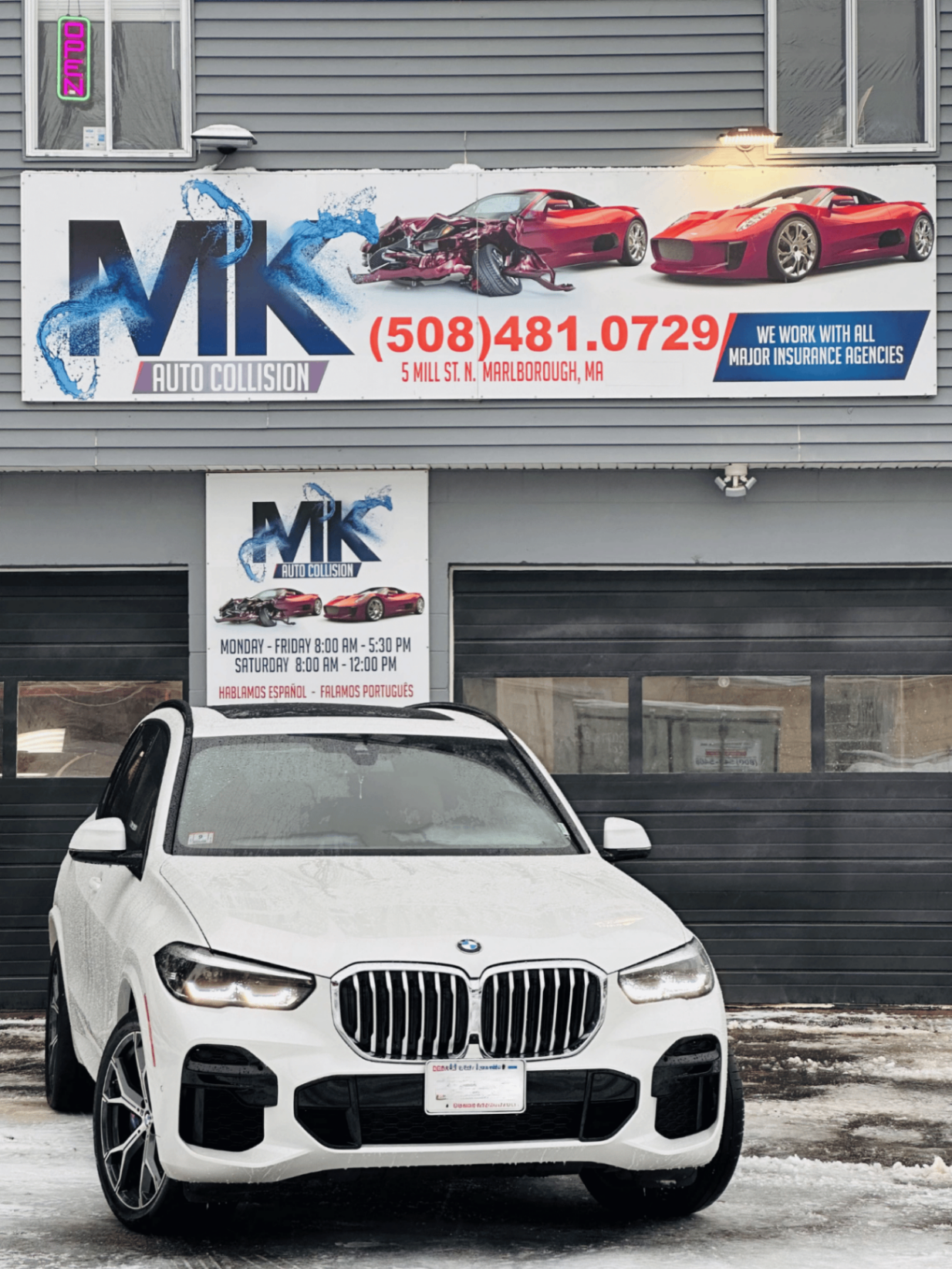 MK Auto Collision storefront in Marlborough